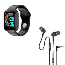 Smartwatch and Wired Earphones with Mic Wired Headset